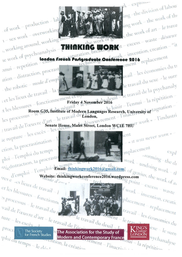 Thinking Work / Penser le travail: The London Postgraduate French Conference